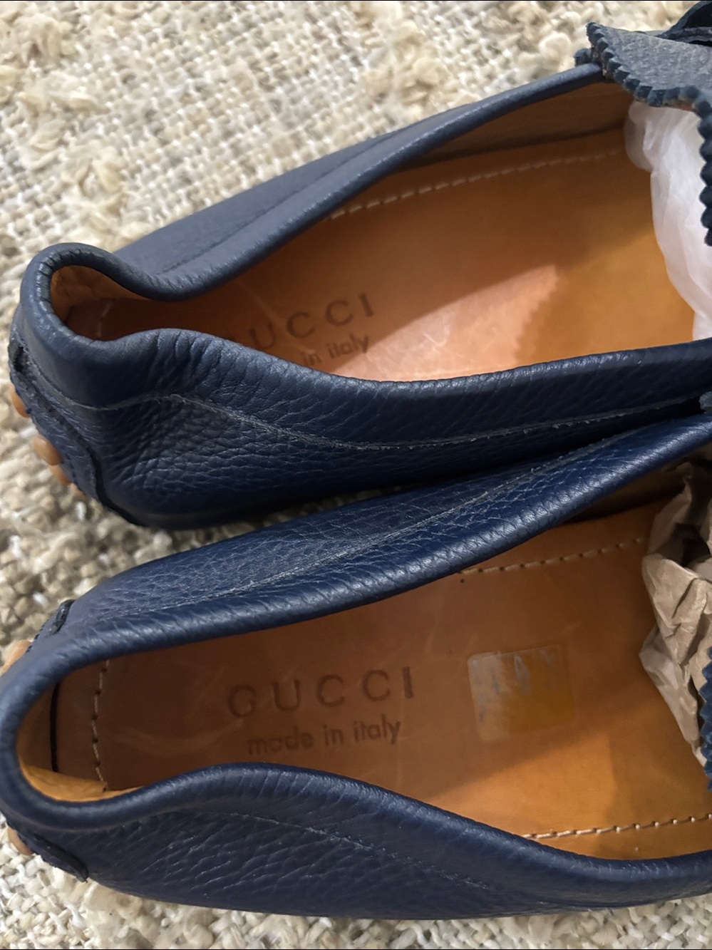 GUCCI Web Horsebit Driver
Moccasins Navy Leather Loafers Size 10.5 NWOT - Picture 7 of 17